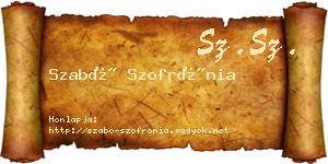 Szabó Szofrónia névjegykártya